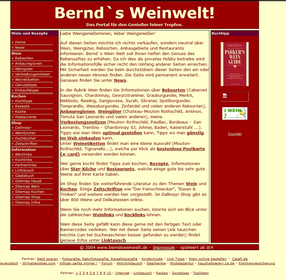 Überarbeitung Wein-Homepage 2004