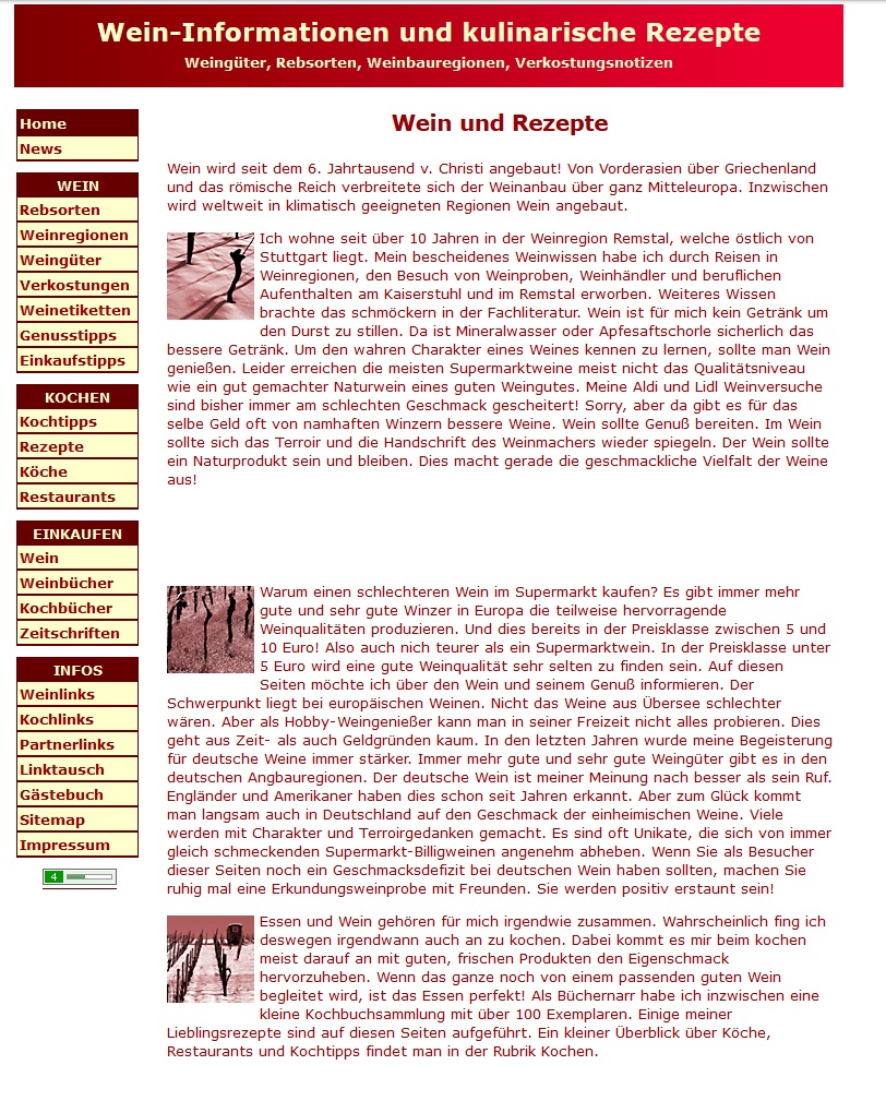 Zweite Überarbeitung der Wein-Homepage 2007