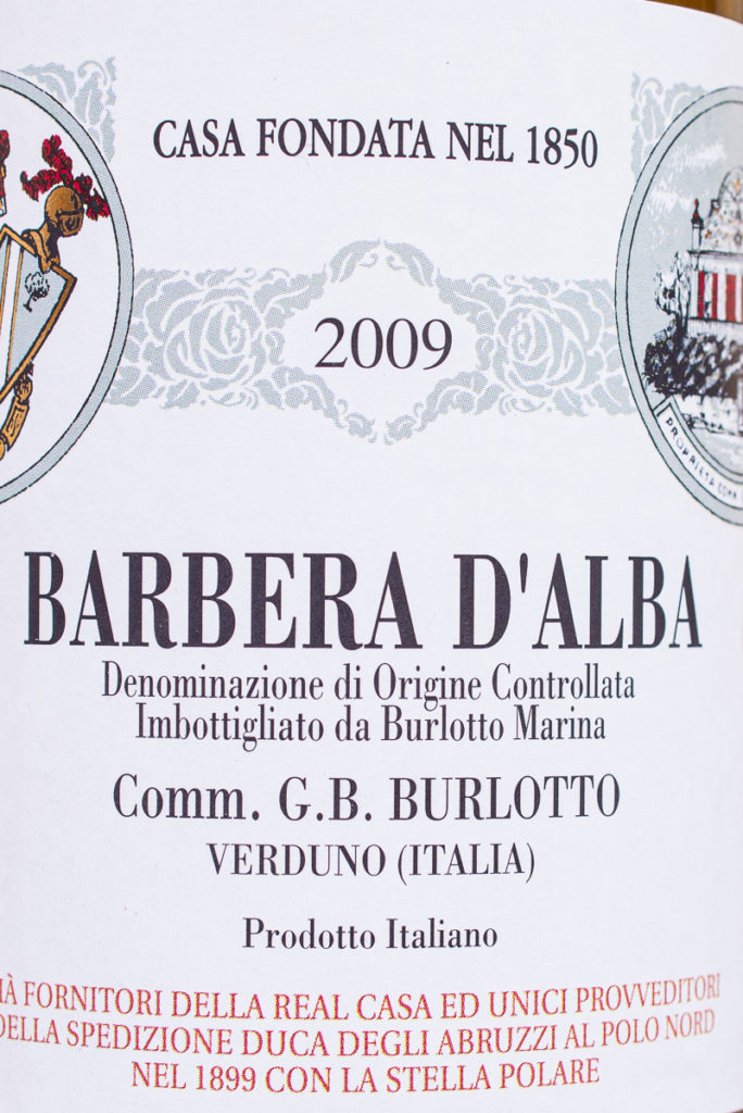 Weinetikett Barbera d'Alba